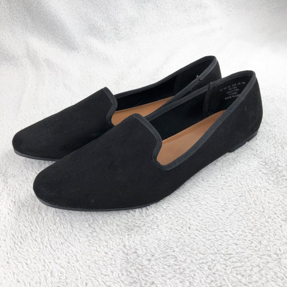 ASOS DESIGN Women's Wide Fit Lakeside Slipper Ballet Flats Black, Size 7